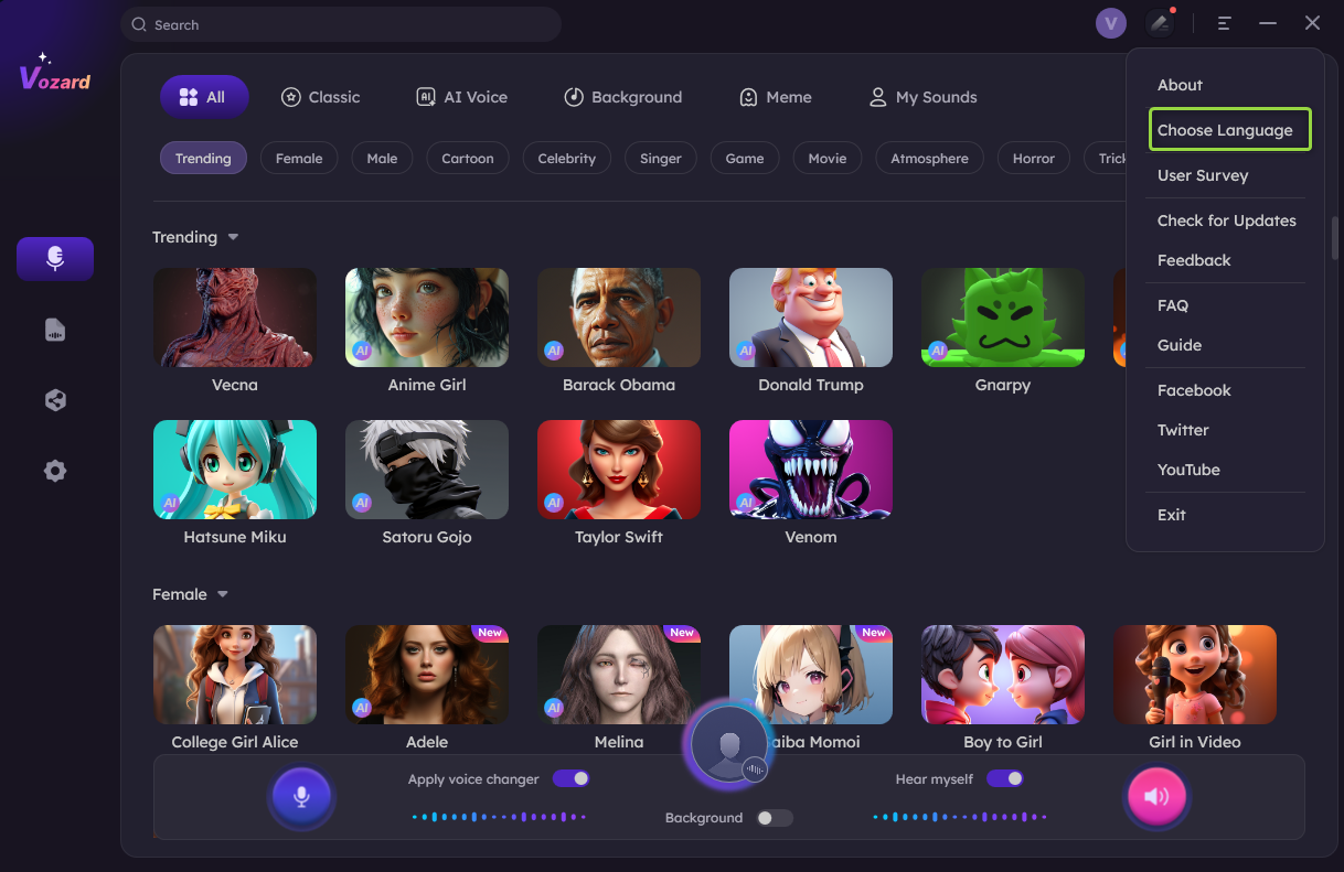 Click Language Button
