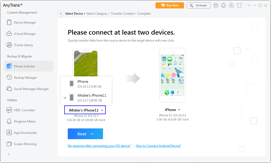 Switch One Device to Another One with AnyTrans
