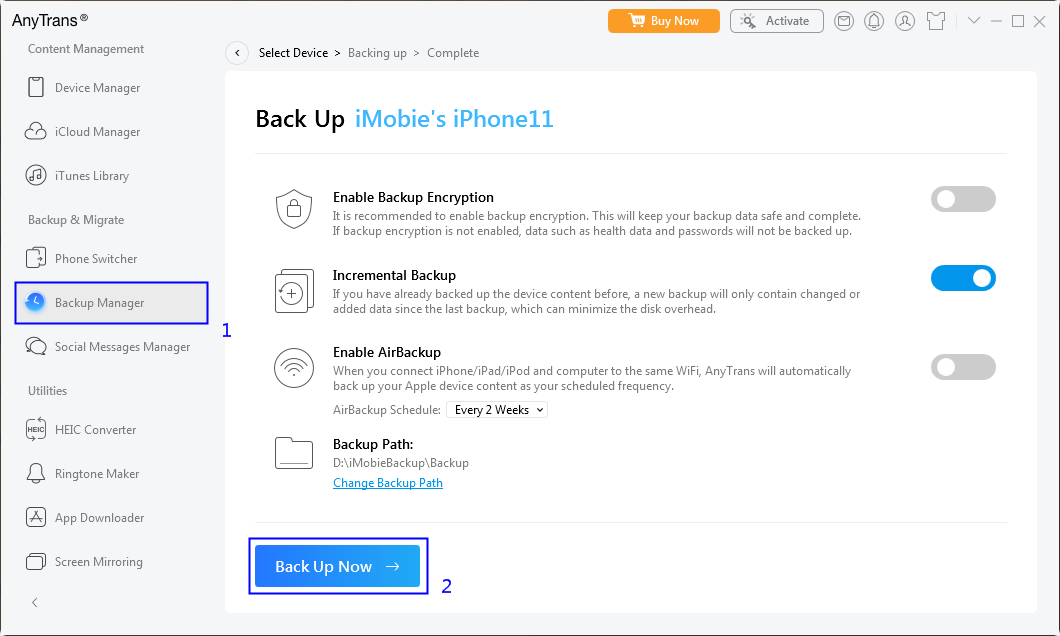 Change The Backup Path You Prefer