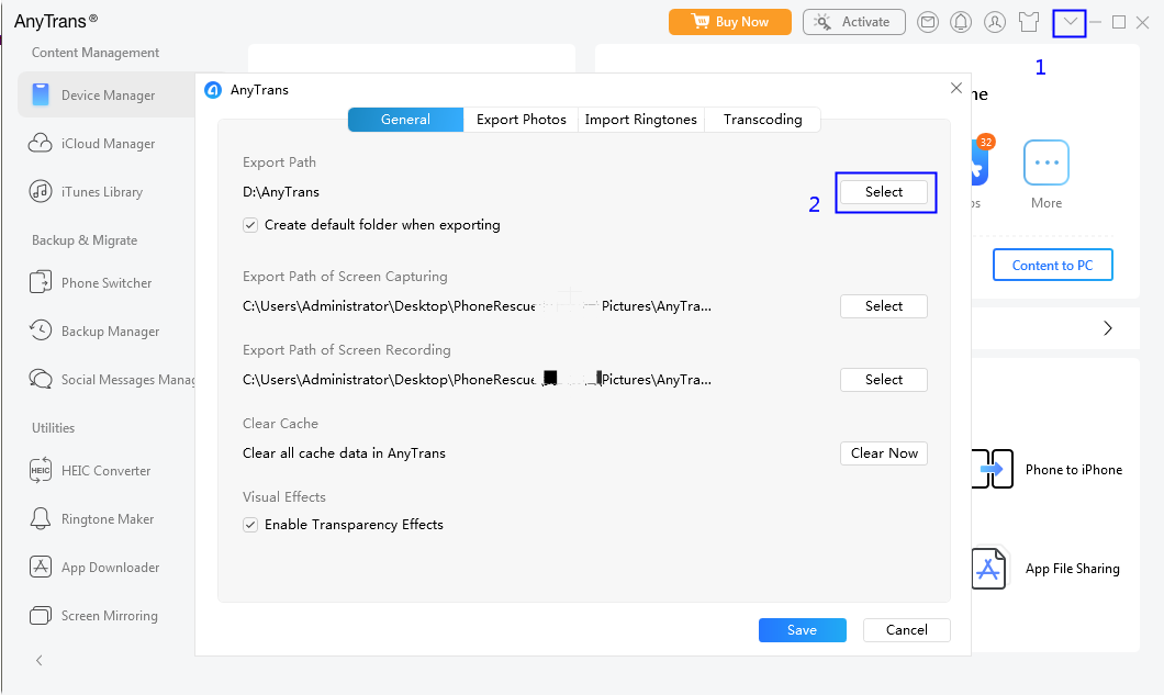 Change Export Path on Windows Computer