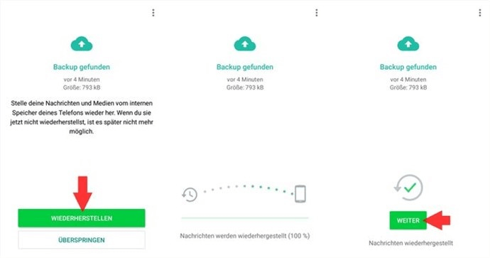 WhatsApp Nachrichten Backup wiederherstellen