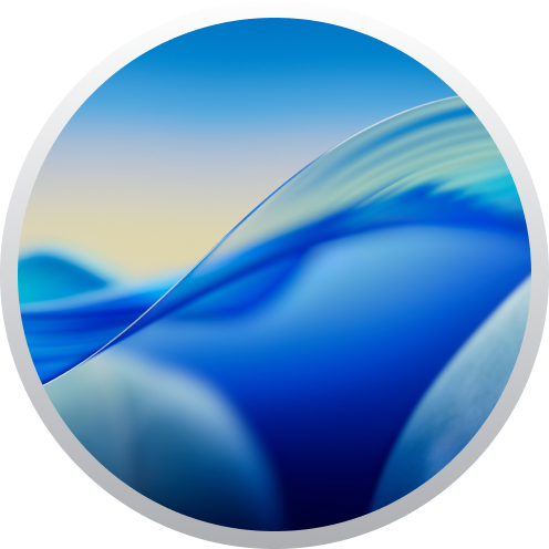 Red and blue circular with mountain